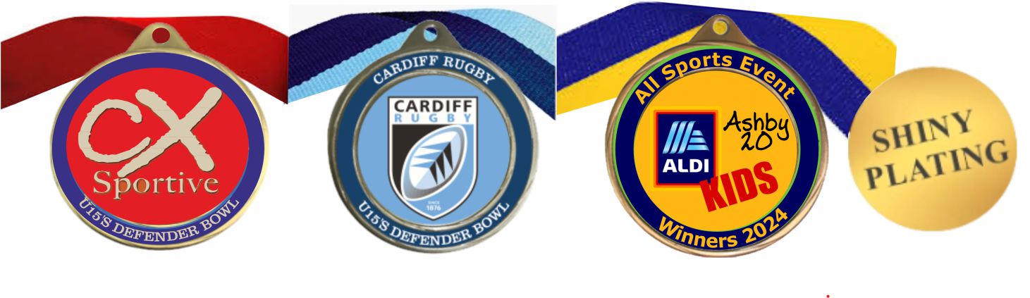Vanquish 70mm Shiny Surface Printed Custom Logo Medals Free Ribbons Attached from £1.65 excVAT